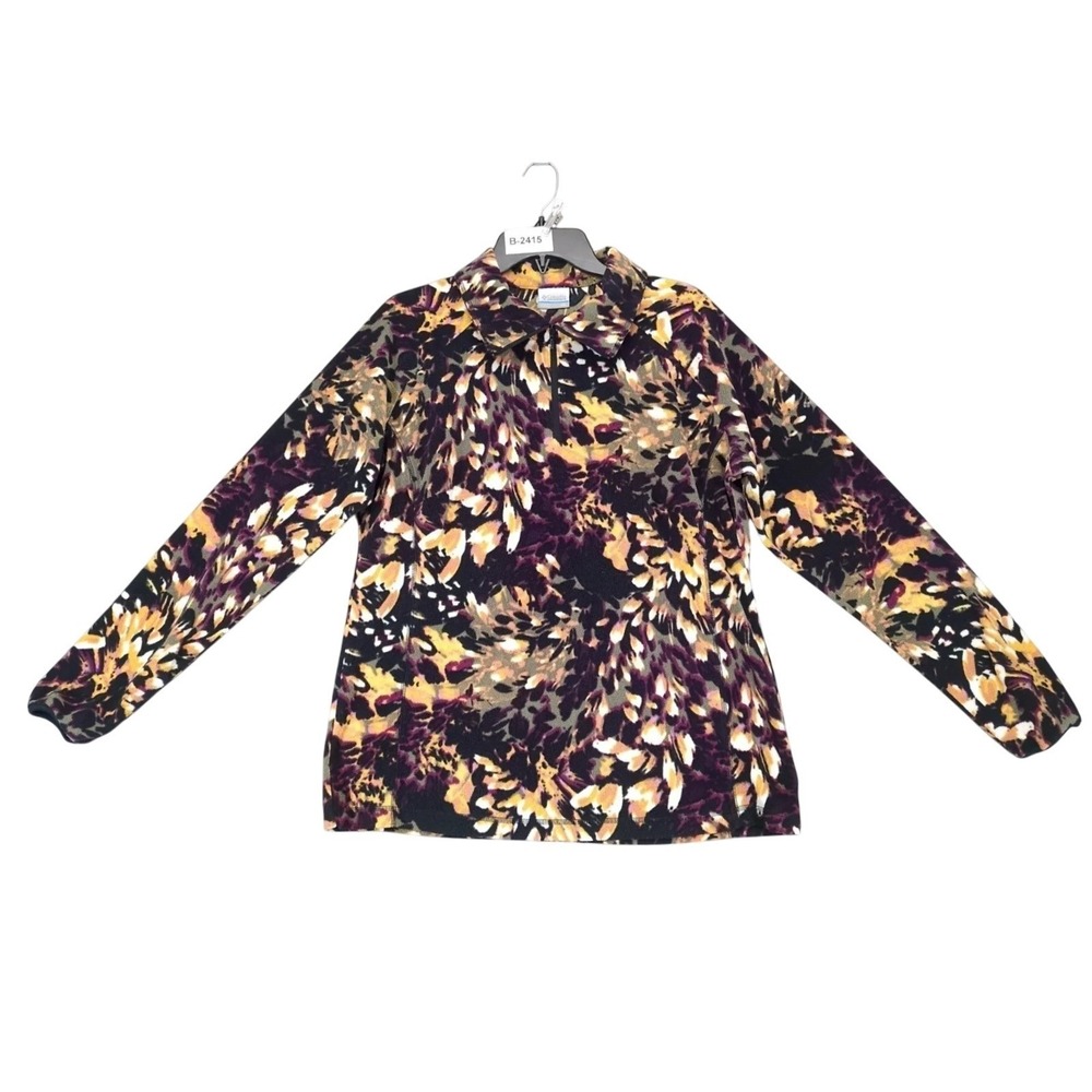 Columbia Multicolor Floral 1/4 Zip Fleece Jacket Womens 2XL Outdoors Preppy Camp